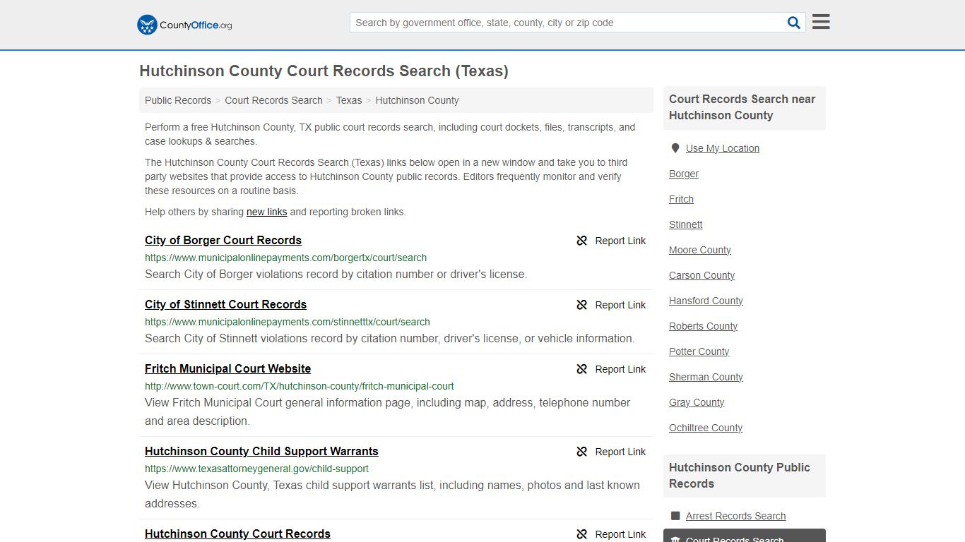 Hutchinson County Court Records Search (Texas) - County Office