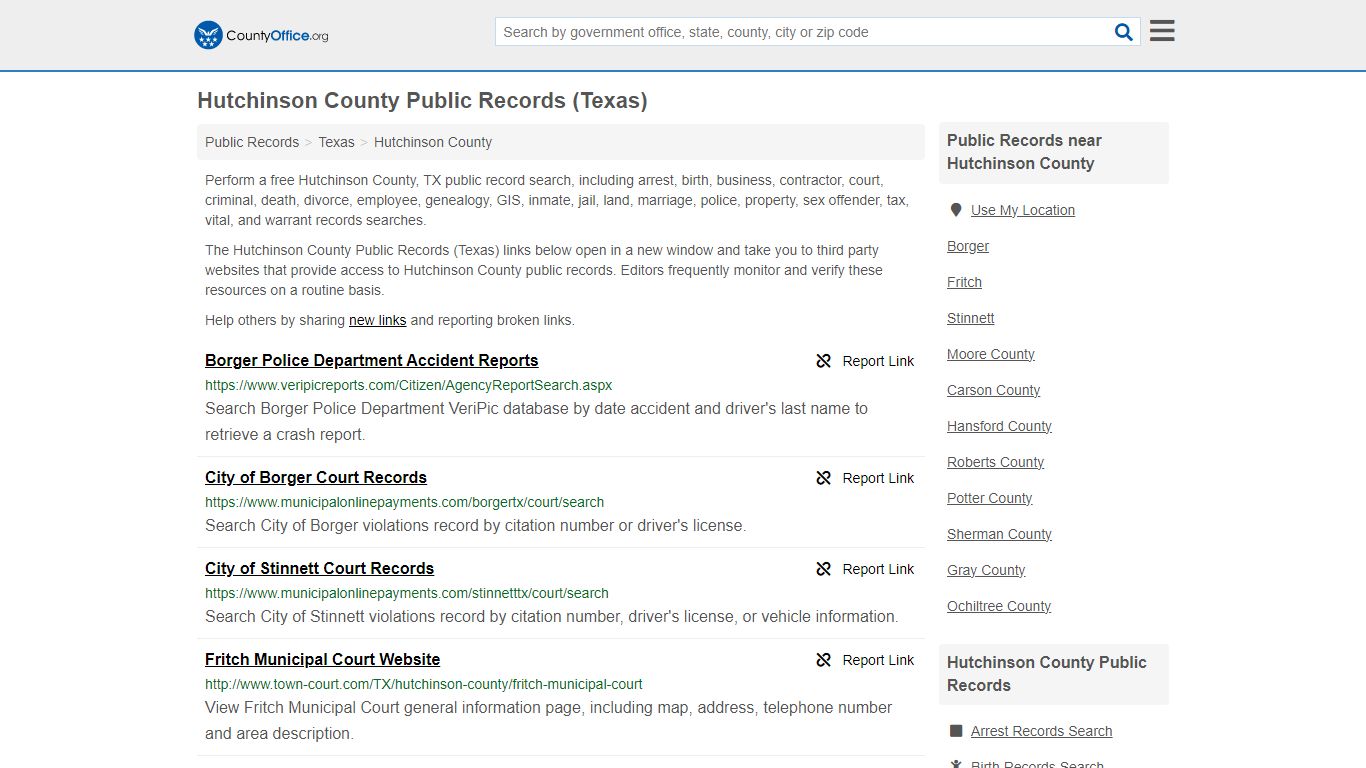 Public Records - Hutchinson County, TX (Business, Criminal, GIS ...